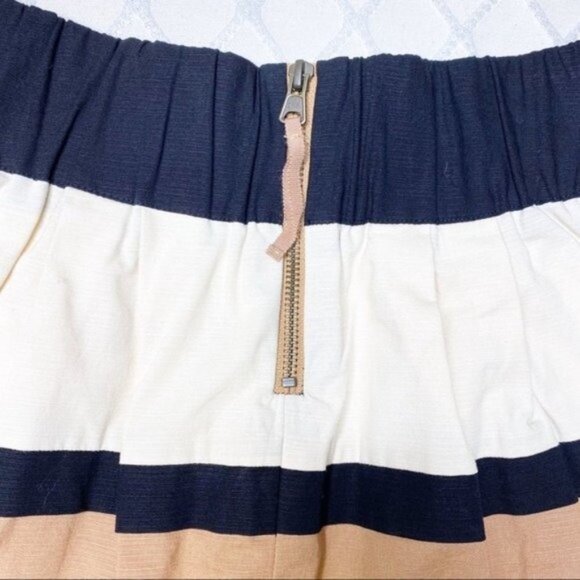 Anthropologie Striped Colorblock Mini Skirt Tan White Black XS - Picture 6 of 8